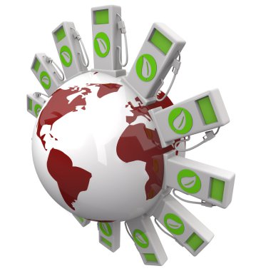Green Fuel Pumps Surrounding the Earth clipart