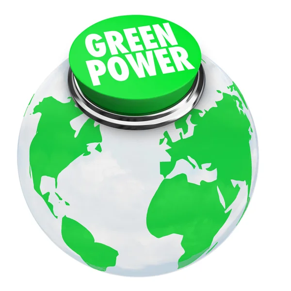 Zelená energie - tlačítko earth — Stock fotografie