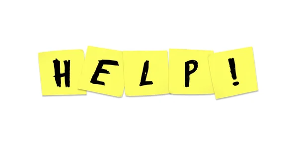 Pomoc - słowo na żółte karteczki — Zdjęcie stockowe
