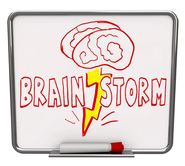 Brainstorm - Доска сухой эрозии с красным маркером — стоковое фото