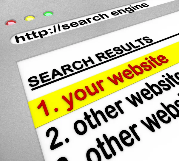 Suchmaschinenergebnisse - Ihre Website an erster Stelle — Stockfoto