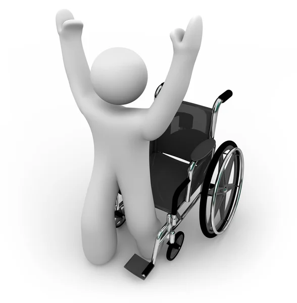 Lufttorkad person stiger från rullstol — Stock fotografie
