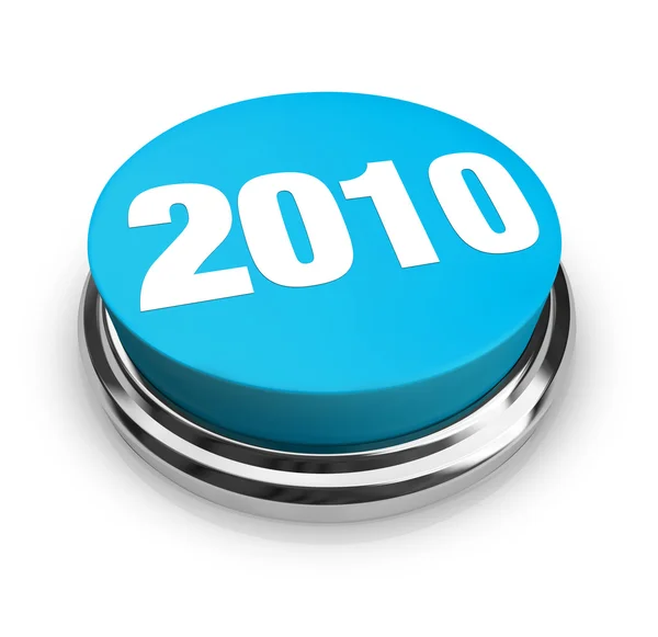 2010 - niebieski przycisk — Zdjęcie stockowe