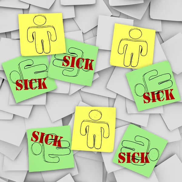 Sickness Spreading in Group - Sticky Notes — Stock Photo, Image