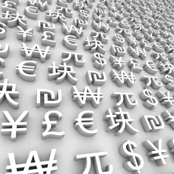 Символы мировой валюты - белый — стоковое фото