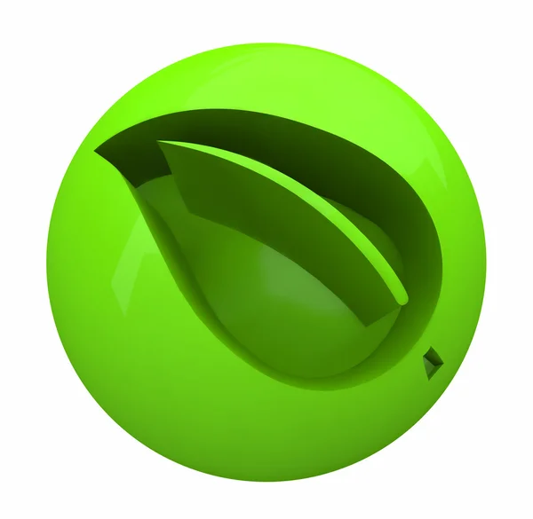 Зелений лист в м'яч - екологічні значок — стокове фото