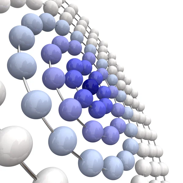 Esferas azules conectadas en redes de anillos —  Fotos de Stock