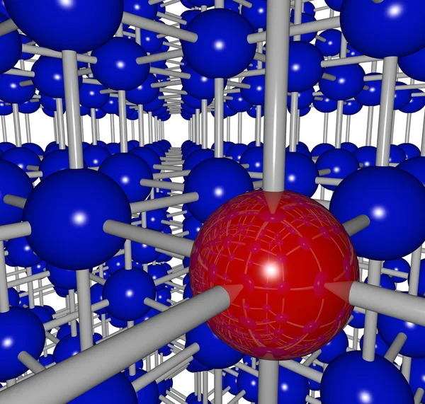 複雑なグリッド構造 - 1 つの赤いボール — ストック写真