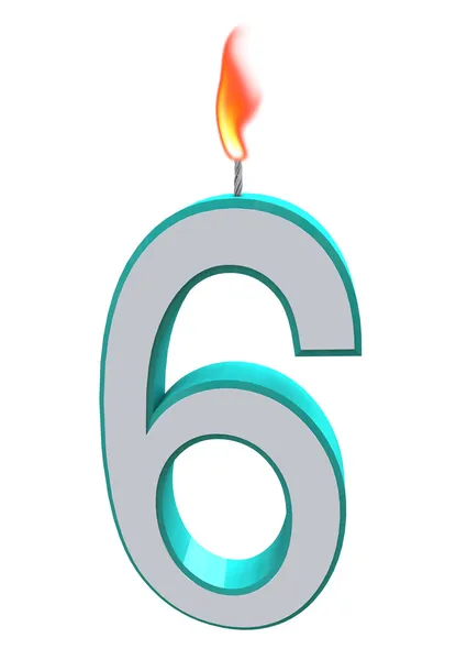 Kerze Nummer sechs — Stockfoto