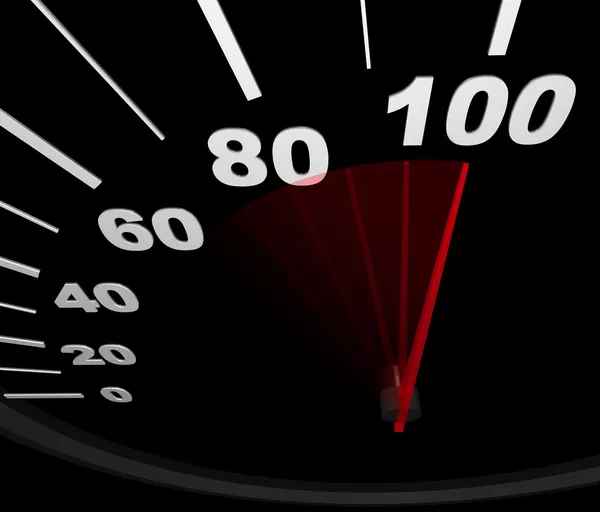 Speedometer - Racing to 100 MPH — Stock Photo, Image