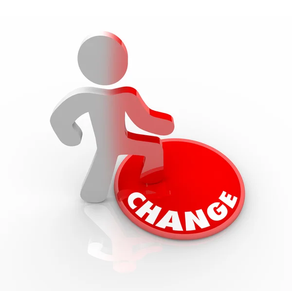 Person Stepping Onto Change Button — Stock Photo, Image