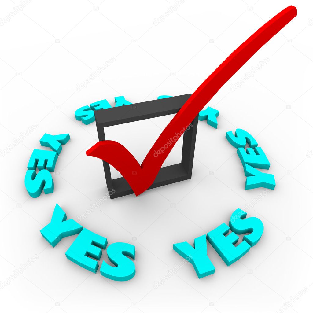 Yes - Check Mark in Box — Stock Photo © iqoncept #2039033