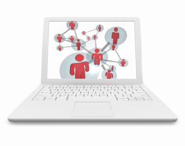 Social Network on White Laptop Computer clipart