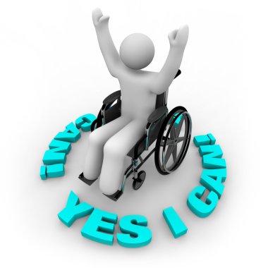 Determined Wheelchair Person - Yes I Can clipart