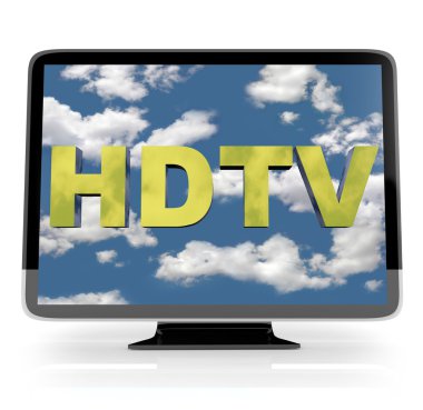 HDTV düz ekran beyaz ekranda