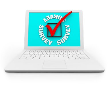 Survey Checkbox and Mark on a White Laptop clipart