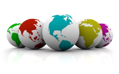 Line-up of Colorful Planet Earths clipart