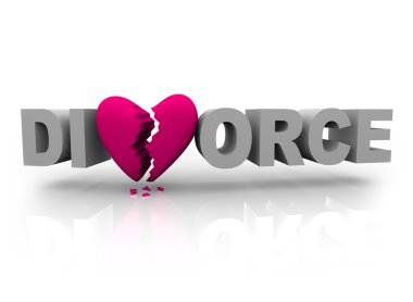 Divorce - Word with Broken Heart clipart