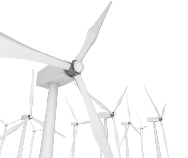 Wind Power - Turbines on White clipart