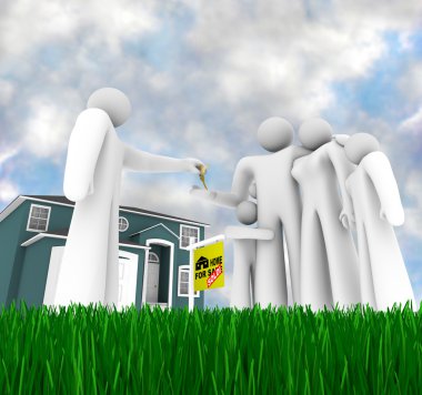 Family Standing in Front of New Home clipart