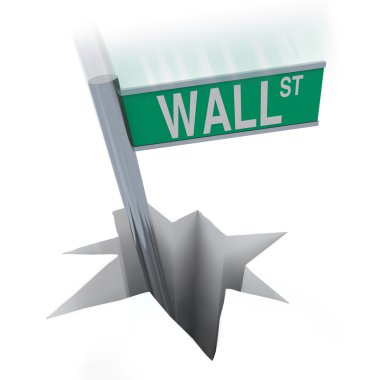 Wall Street Bear Market - Sign Falling in Hole clipart