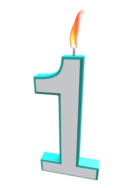 Number One Candle clipart