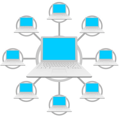 Laptop Computers - Social Network Grid clipart