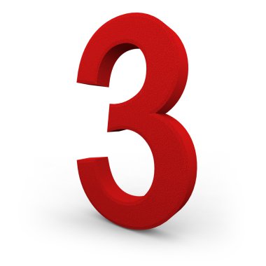 Number Three on White Background clipart