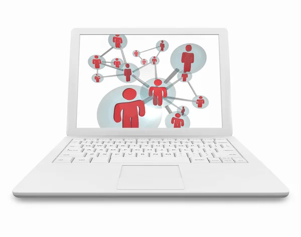 Soziales Netzwerk auf weißem Laptop — Stockfoto