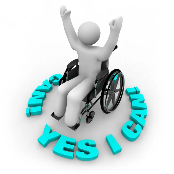 Persona decidida en silla de ruedas - Sí puedo — Foto de Stock