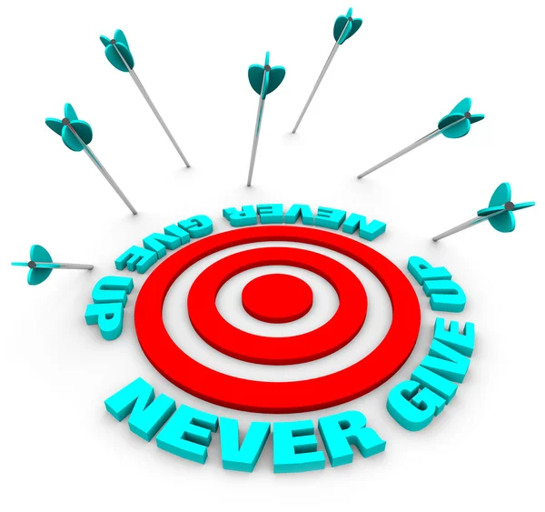 Arrows Miss Bulls-Eye - Never Give Up — Stock Photo, Image