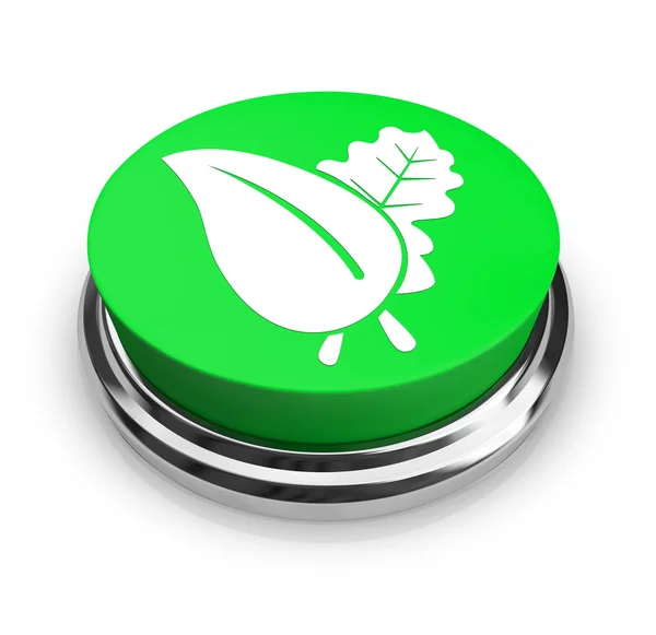 stock image Green Leaf - Button