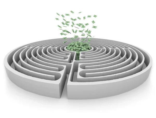 Dinheiro no centro de um labirinto — Fotografia de Stock