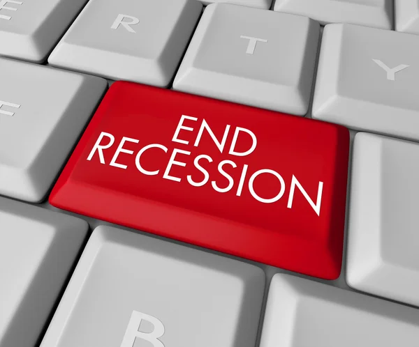 Vége a recesszió gombot a számítógép billentyűzetén — Stock Fotó
