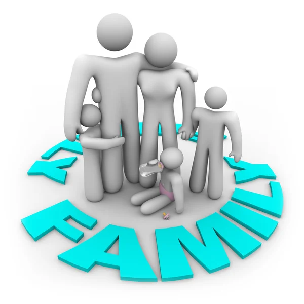 Aile kelime circle - anne baba ve çocuklar — Stok fotoğraf