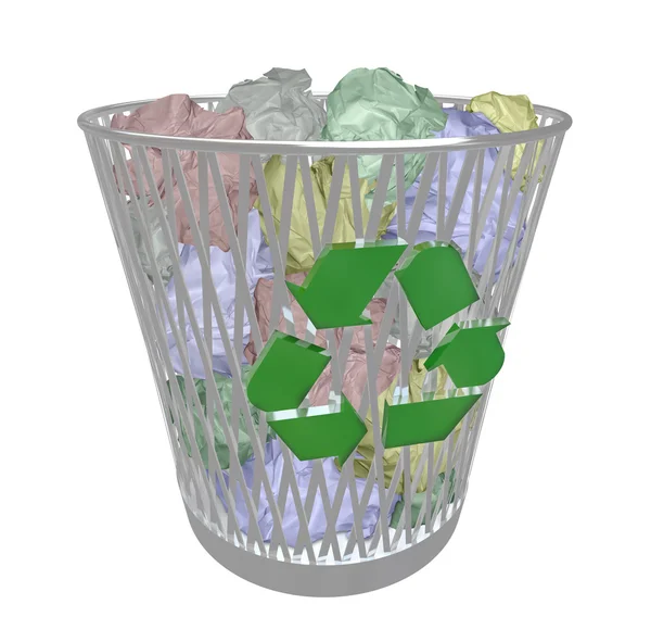 Papelera de reciclaje - Papel coloreado — Foto de Stock