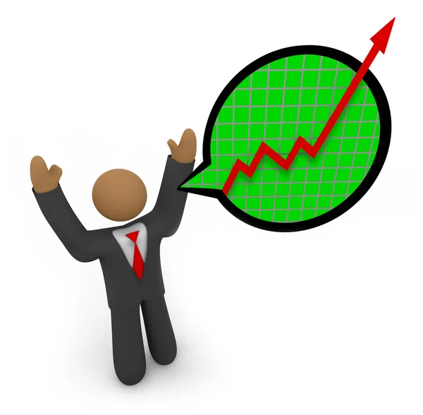 Predecir un crecimiento importante - Businessman Speech Bub — Foto de Stock