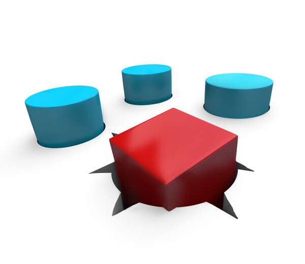 несоответствие - квадратный ориентир в круглом отверстии