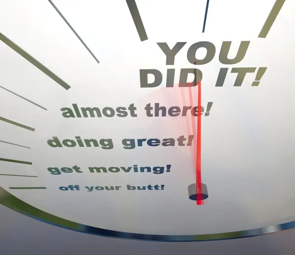 Мотиваційний спідометр - Ви зробили це — стокове фото