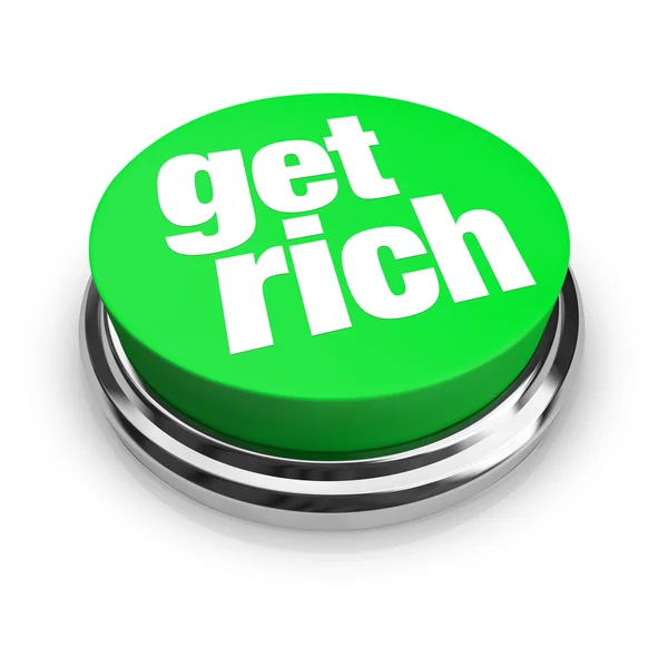 Ficar rico - Botão verde — Fotografia de Stock