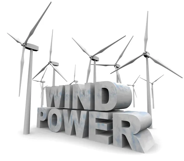Větrná energie slova - alternativní zdroje energie — Stock fotografie