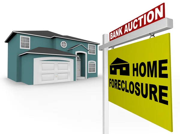 Home Foreclosure Sign in Front of House — Stock Photo, Image