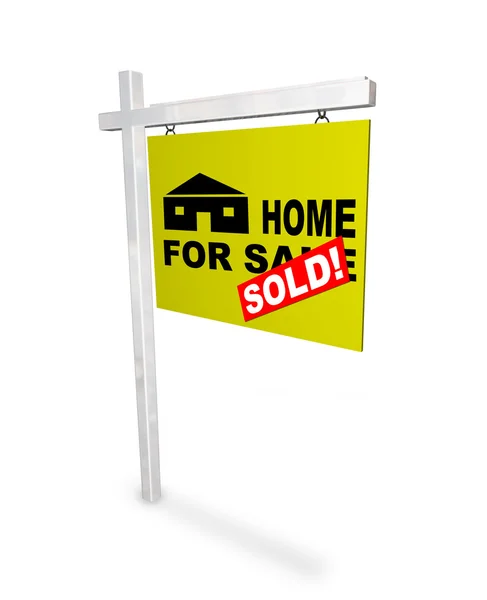 Doma na prodej - prodáno znamení — Stock fotografie