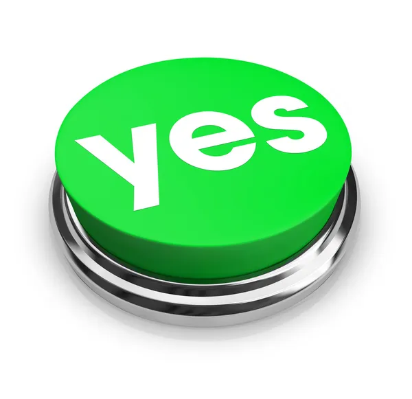Yes-绿色按钮 — 图库照片