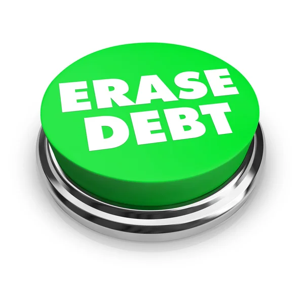 Apagar dívida - Botão verde — Fotografia de Stock