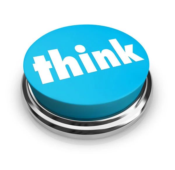 Piensa - Botón azul — Foto de Stock