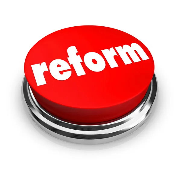Реформа - Красная кнопка — стоковое фото