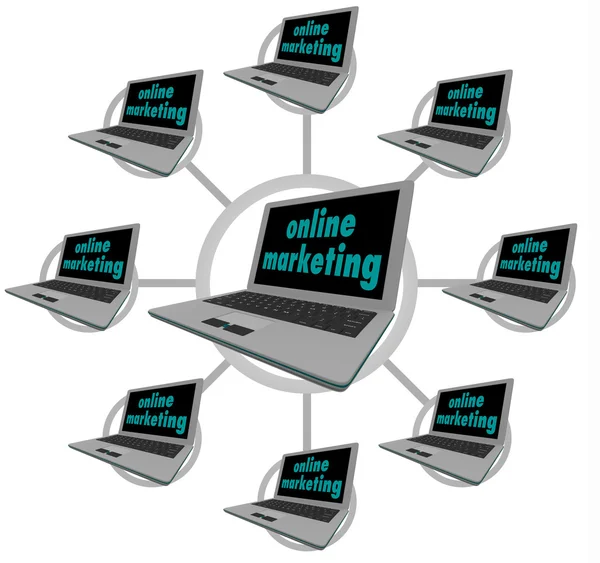 Online marketing - verbonden computers — Stockfoto
