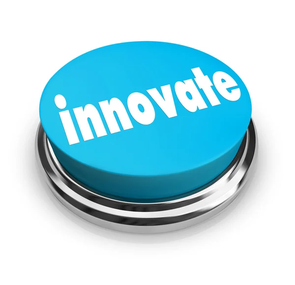 Инновации - синяя кнопка — стоковое фото