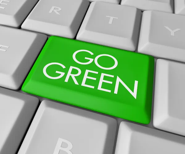 Przejdź zielony komputera klucz — Zdjęcie stockowe